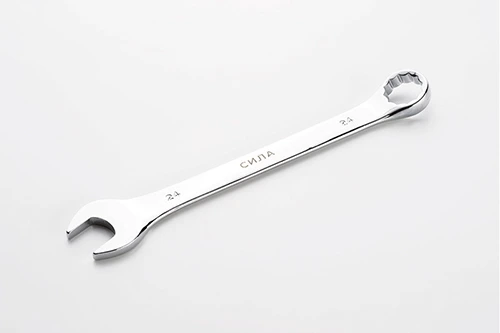 Ключ рожково-накидной полированный CrV 24мм СИЛА