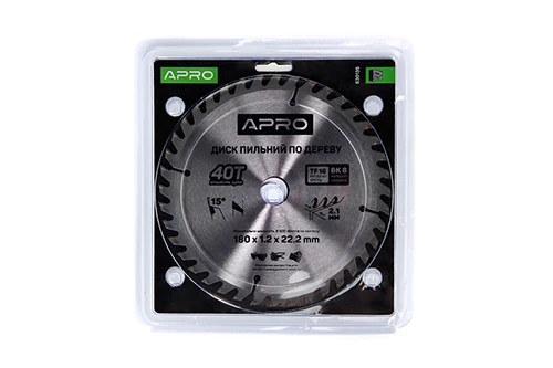 Диск пильний по дереву 180х22,2(20)х40Т APRO