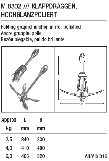 якорь складной нержавеющий