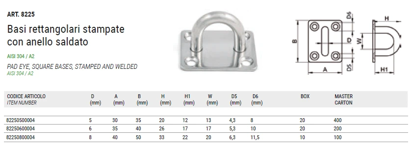 Нержавеющий обушок на квадратной основе Нержавеющий обушок на квадратной основе