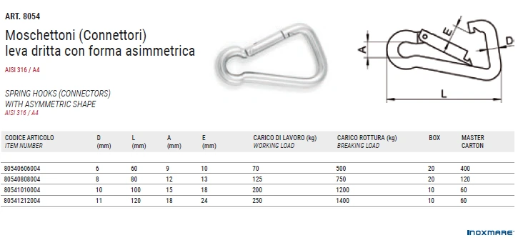 SPRING HOOKS (CONNECTORS) WITH ASYMMETRIC SHAP