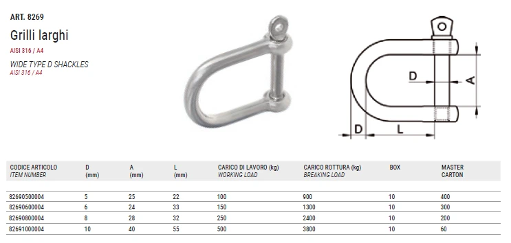 ART. 8269 Grilli larghi, aisi 316 / A4