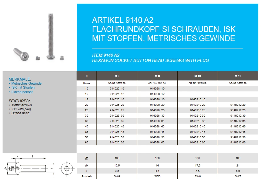 Art. 9140 A2 M 10X16 with plug