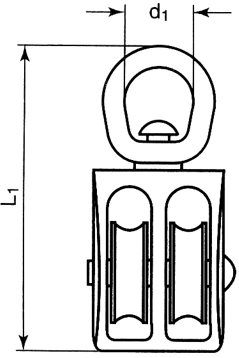 NICKEL PLATED DOUBLE PULLEY WITH SWIVEL EYE