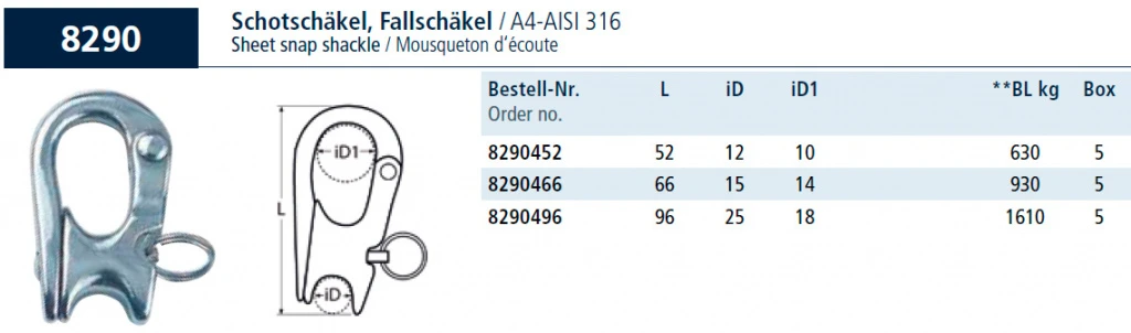 8290 КАРАБИН ОТЦЕПНОЙ ДЛЯ СТРОП 8290 КАРАБИН ОТЦЕПНОЙ ДЛЯ СТРОП