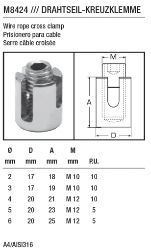 Wire Rope Cross Clamp, Closed Wire Rope Cross Clamp, Closed