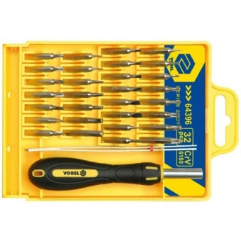 VOREL Викрутка для точних робіт з насадками Набір 32 шт.  | 64396