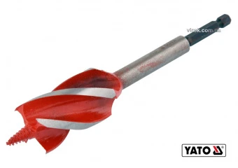 YATO Свердло по дереву YATO : Ø= 30 мм, L= 165 мм, HRC 40-45 з 4 пругами, HEX- 1/4"  | YT-44689