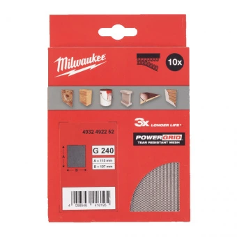MILWAUKEE Сетчастые шлифлисты для вибрационных шлмфмашын 115x107 HL G240 - 10 шт. | 4932492252