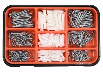 VOREL Шурупи, гаки з різьбою та дюбелі , набір 290 шт.  | 24112