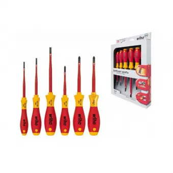WIHA Набор отверток Wiha SoftFinish electric SlimFix Шлиц Phillips Pozidriv Xeno 38362, 6шт | W38362