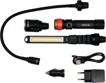 YATO Ліхтар з обладунками 3 в 1 YATO для ремонтних робіт з зарядним пристроєм, в футлярі  | YT-08521