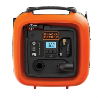 Компресор автомобільний BLACK + DECKER, напруга 12 В, максимальний тиск 11 бар, вага 1.8 кг
