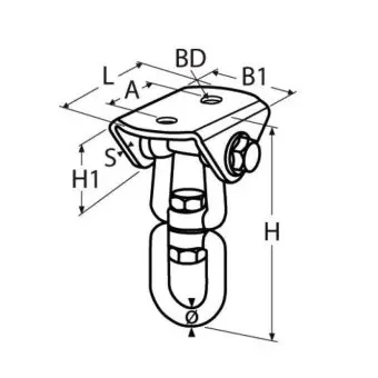 Вертлюг з кільцем на кронштейні, нержавіюча сталь А4 (AISI 316) | 815052
