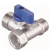 Кран латунний шаровий для сантехприладів 1/2*3/4*1/2 різьба В/З/З алюмінієва ручка Double-lin