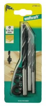 Wolfcraft Набор сверл для высверливания гнезд в дереве (3 шт.) Ø 6, 8, 10 // 2730000