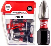 MILWAUKEE Біта SHOCKWAVE , PH2, 25мм, (25шт) | 4932430853