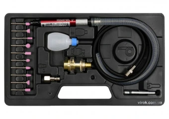 VOREL Шліфмашина пневматична міні, при тиску- 0,63 MPa, сопло Ø=3 мм, з насадками, 16 елем. | 80970