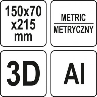 YATO Кутник алюмінієвий стереометричний 3D YATO 150х 70х 215 мм з транспортиром і шаблонами отворів 