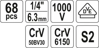 YATO Набір інструментів для електриків YATO, 68 шт.  | YT-39009