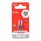 MILWAUKEE Біта SHOCKWAVE , TX9, 25мм, (2шт) | 4932471569