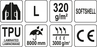 YATO Куртка робоча SOFTSHELL YATO розмір L, чорно-темно-сіра, 3 кишені, 96% поліестер і 4% спандекс 