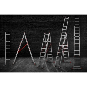 Драбина алюмінієва 3-х секційна Квітка PRO (3х9 сходинок) (110-9309)