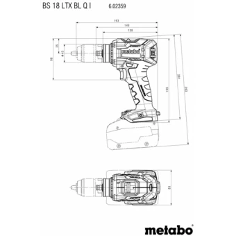 Акумуляторний дриль-шуруповерт Metabo BS 18 LTX BL Q I (18 В, 2х5.5 А*ч, 130 Н*м) (602359660)