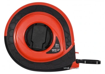 YATO Рулетка вимірювальна скловолоконна YATO : L= 20 м, b= 15 мм, ручне змотування, закритий корпус 