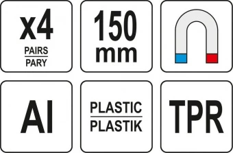 YATO Губки змінні до лещат м'які YATO: b=150мм, з алюмінієвою основою і магнітним кріпленням, 4 пари