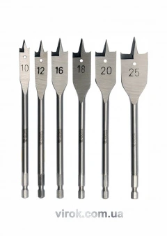 YATO Свердла перові по дереву YATO: 6-гранний хвостик HEX-1/4", Ø=10-25 мм, L=152 мм. (Набір/6 Шт.) 