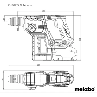 Акумуляторний перфоратор Metabo KH 18 LTX BL 24 (18 В, 2.2 Дж, без АКБ) (601713840)