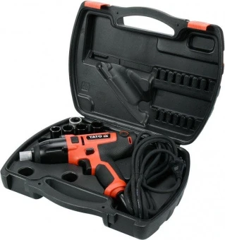 YATO Гайковерт ударний мережевий YATO: 1/4" HEX x1/2" F, 450Вт, 450Нм, 3300 об/хв + 4 головки і кейс