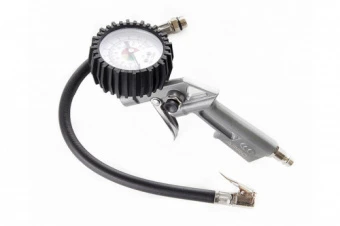 Пистолет для подкачки колес пневматический с манометром 85-200л/мин, 12бар (гальваническое покрытие)