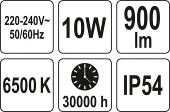 YATO Прожектор з SMD-діодним випром.і датчиком руху YATO: 10 Вт, 230В, 900 лм,кут-120°, 14 діодів (D