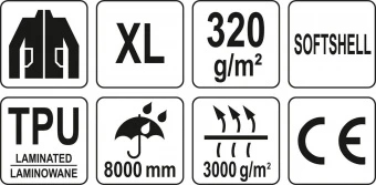 YATO Куртка робоча SOFTSHELL YATO розмір XL, чорно-темно-сіра, 3 кишені, 96% поліестер і 4% спандекс