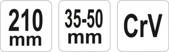 YATO Ключ гаковий з носиком на шарнірі в діапаз. M= 35-50 мм YATO, Хр-Ванад., L= 210 мм  | YT-01671