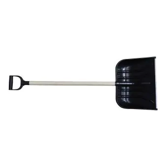 Лопата для снігу пластикова 370х480мм з алюмінієвою планкою, з держаком 1м та пластиковою ручкою