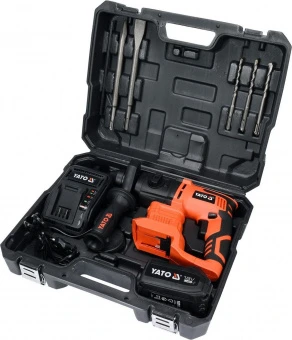 YATO Перфоратор акумуляторний SDS+ YAT : Li-Ion 18В, 3Агод, J=2 Дж, Ø≤18мм (бетон) з заряд. пристроє