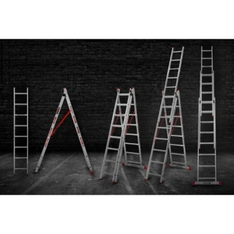 Драбина алюмінієва 3-х секційна Квітка PRO (3х8 сходинок) (110-9308)
