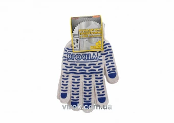 VIROK Рукавиці трикотажні білі з ПВХ хвилькою (10 клас, 95%- бавовна ,5%-поліестер), розм. 10 | 83V1