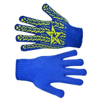 Рукавички плетені сині з вкрапленням Зірка, L Україна | 16-030