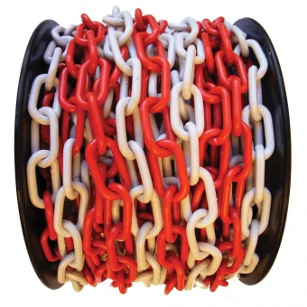 Цепь пластмассовая красно белая 8mm бухта 25 мп