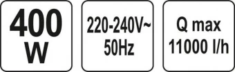 YATO Насос для брудної води мережевий YATO: 400 Вт, 11000 л/год, макс.висота- 5.8 м, макс.глибина-7 