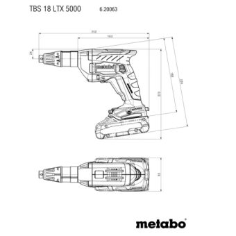 Акумуляторний шуруповерт для гіпсокартону Metabo TBS 18 LTX BL 5000 (18 В, без АКБ, 6 Н*м) (62006384