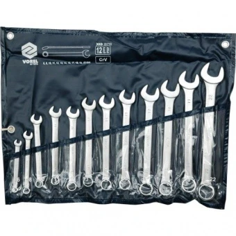VOREL Ключі ріжково - накидні Cr-V на плахті, М 6-22 мм, Набір 12 шт.  | 51710