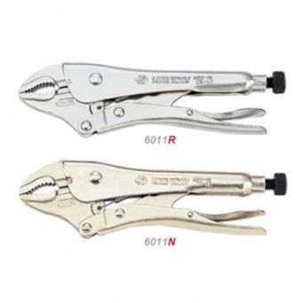 KING TONY Зажим с фиксатором L=254 мм закругл., никель | 6011-10N