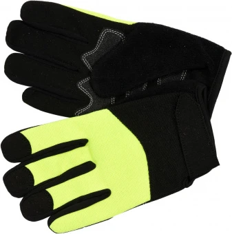 YATO Рукавиці робочі чорно-жовті зміцнені YATO для сенс. екранів, штучна шкіра +бавовн трикотаж, роз