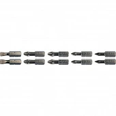 YATO Набір насадок викруткових YATO : SL5, SL6, PH1/1, PH2/2, PZ1/1, PZ2/2, L= 25 мм. 10 шт.  | YT-0