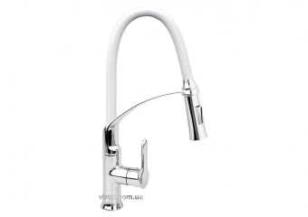 FALA Змішувач води "FLEXIBLE-2" для раковини з гнучкою білою лійкою, регулюв. потоку води, l= 60 см 